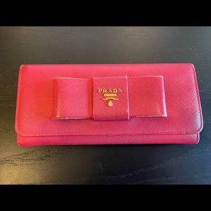 Prada Saffiano Ribbon Leather Bi-Fold Wallet